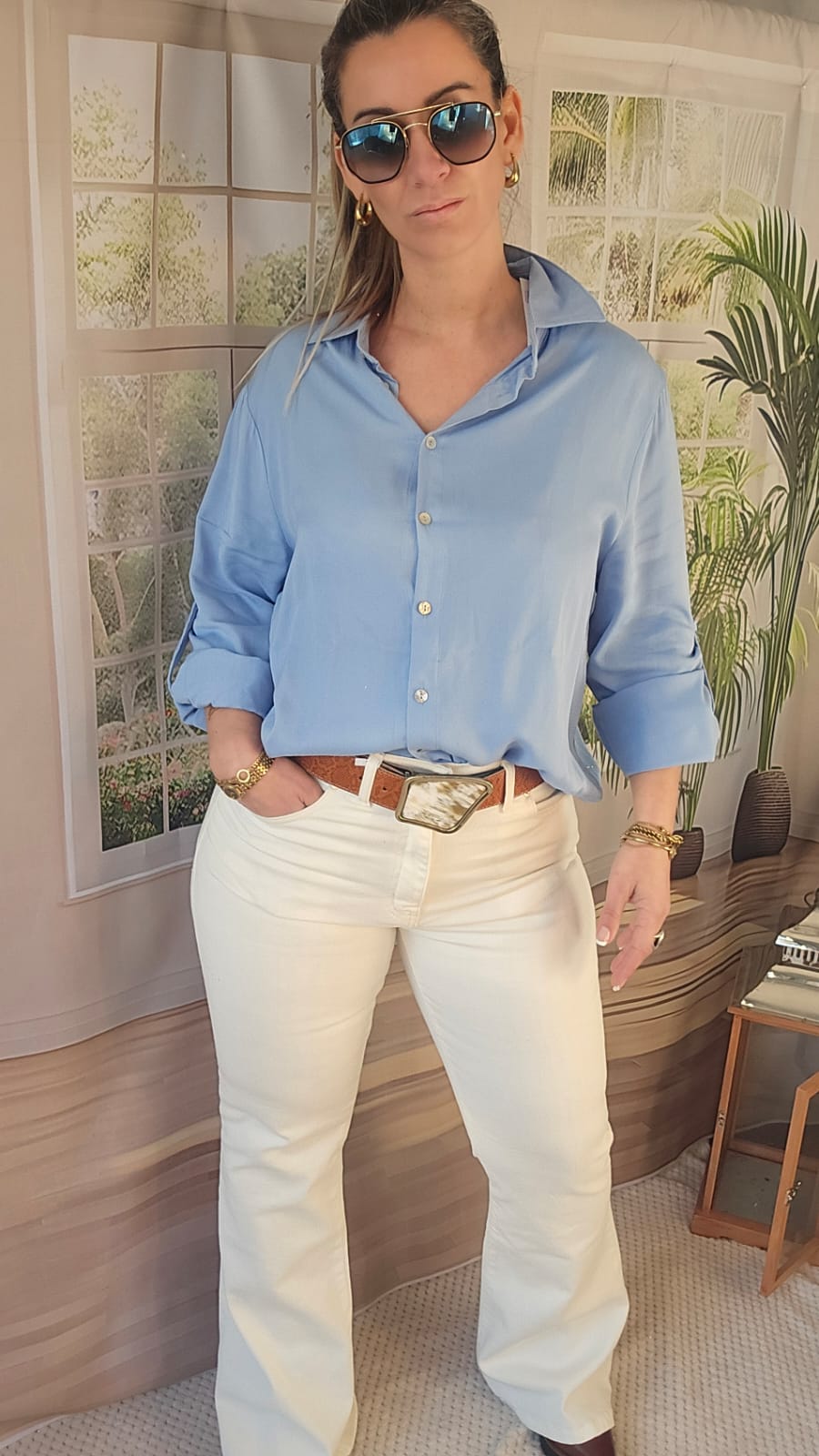 CAMISA CELESTE