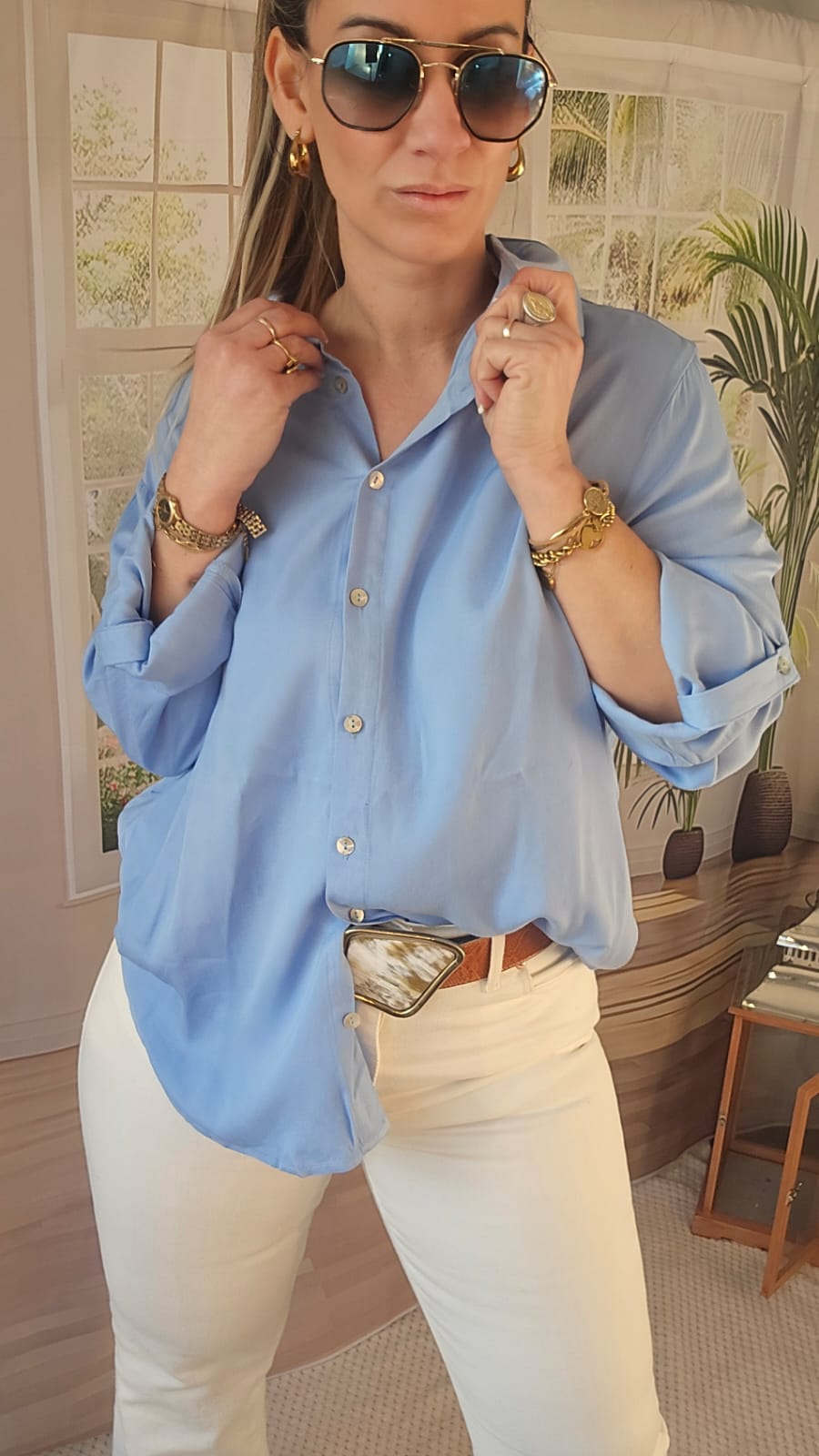 CAMISA CELESTE